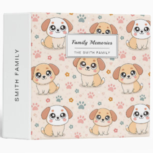 Cute Puppy Hearts Watercolor Pattern (6) 3 Ring Binder
