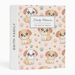 Cute Puppy Hearts Watercolor Pattern (6) Mini Binder