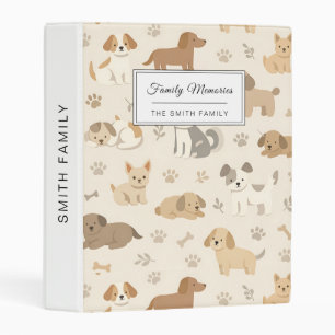 Cute Puppy Hearts Watercolor Pattern (7) Mini Binder