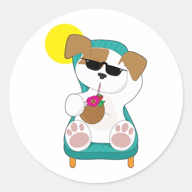 Cute Puppy Holiday Classic Round Sticker (Front)