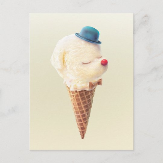 Cute Puppy Ice Cream Announcement Postcard