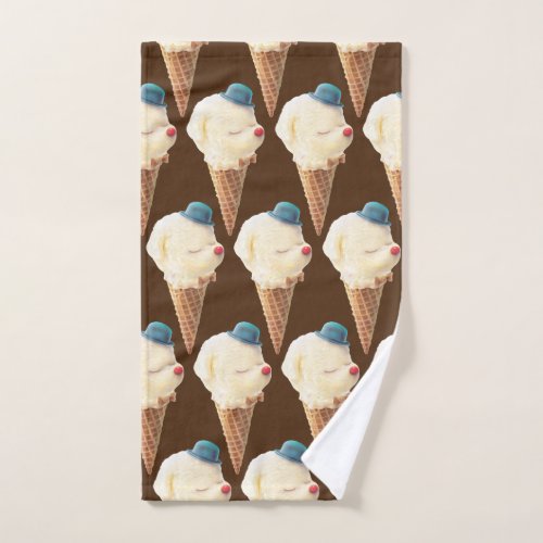 Cute Puppy Ice Cream Pattern Hand Towel