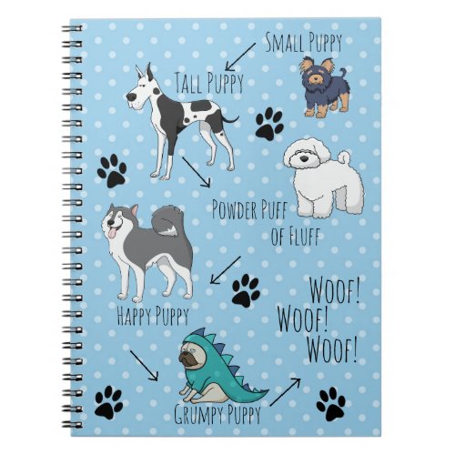 Cute Puppy Illustrated Poem Dotty Notebook