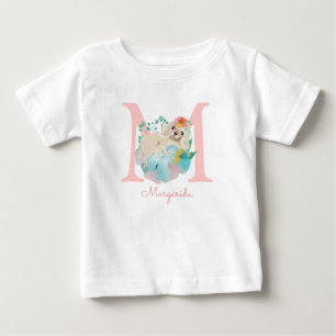 Cute Puppy Illustration Sweet Monogram Baby T-Shirt