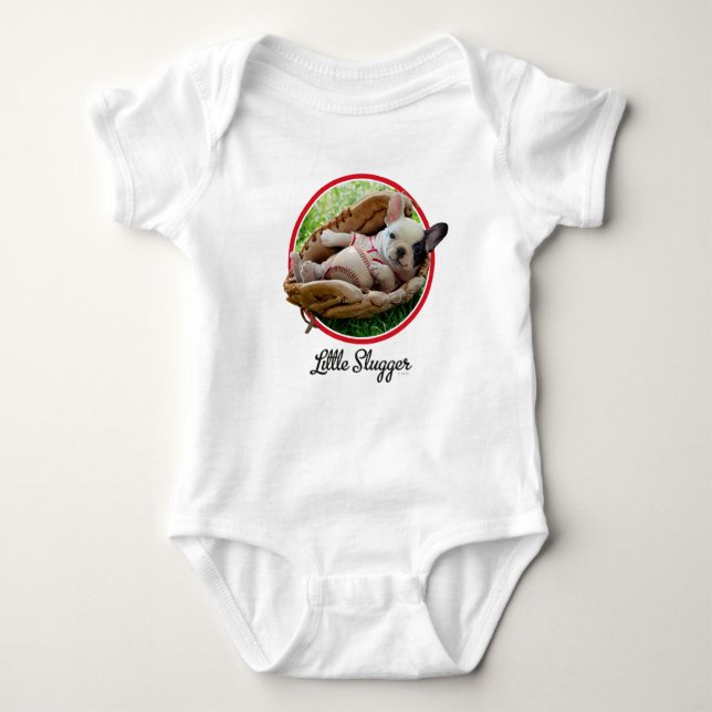 Cute Puppy in a Baseball Mitt Baby Bodysuit (Front)