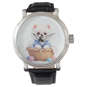 Cute Puppy in Basket eWatch Watch