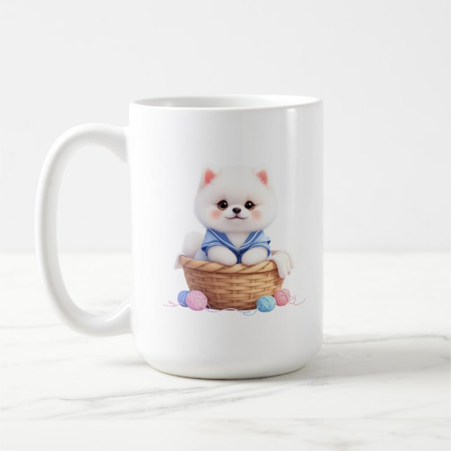 Cute Puppy in Basket Mug (Left)