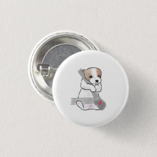 Cute Puppy In Car Seatbelt Pet Lover Gift Button