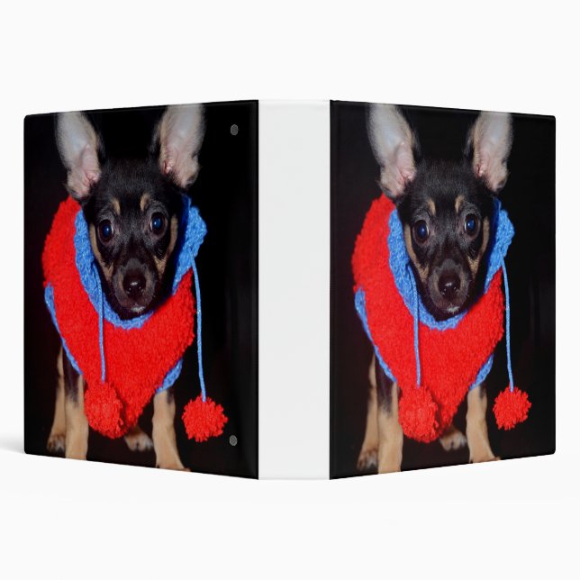Cute Puppy in Red Wool Sweater 3 Ring Binder (Background)