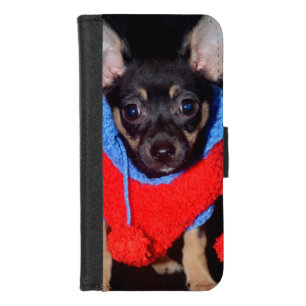 Cute Puppy in Red Wool Sweater iPhone 8/7 Wallet Case