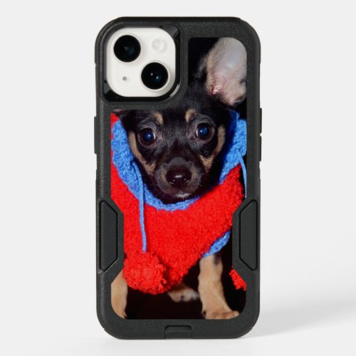 Cute Puppy in Red Wool Sweater OtterBox iPhone 14 Case