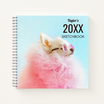 Cute Puppy In Sunglasses Personalized Kids  Notebook by marisuvalencia at Zazzle