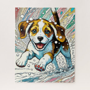 Cute Puppy in the Snow 500 Piece Puzzle