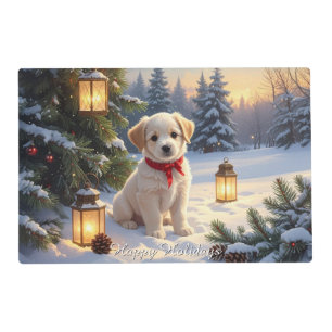 Cute Puppy in the Snow Paper Placemat