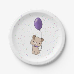 Cute Puppy Kids Birthday Paper Plates