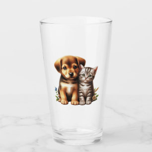 Cute puppy/kitten glass