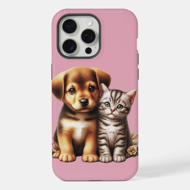 Cute puppy/kitten  iphone case (Back)