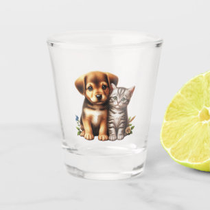 Cute puppy/kitten  shot glass