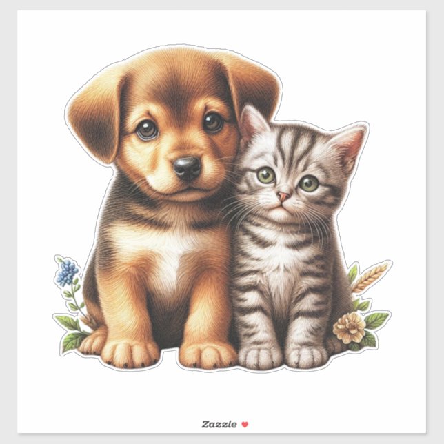Cute puppy/kitten  sticker (Sheet)