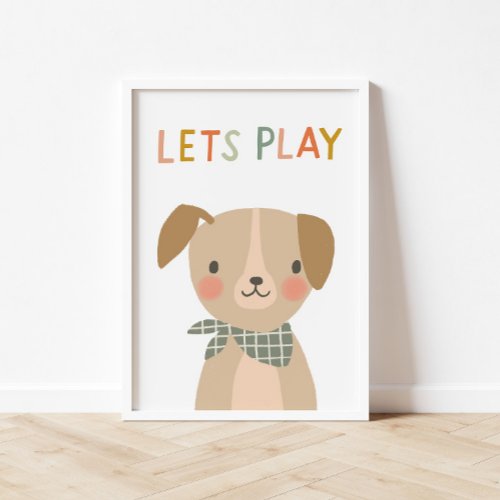 Cute Puppy Lets Play Kids Poster
