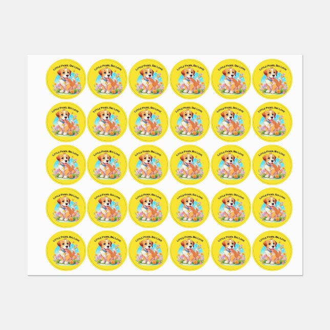 Cute Puppy Little Paws Big Love Labels (Sheet)