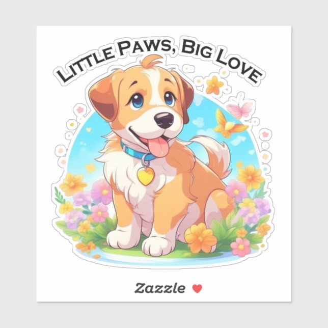 Cute Puppy Little Paws Big Love Sticker (Sheet)