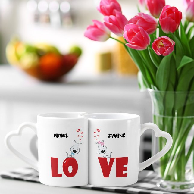 Cute Puppy Love Hearts Couple Names Lovers' mug (Creator Uploaded)