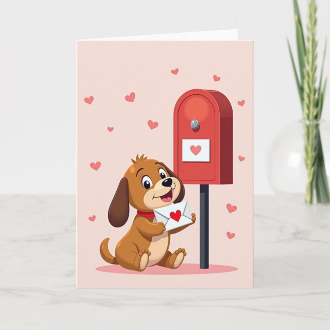 Cute Puppy Love Letter Card (Front)