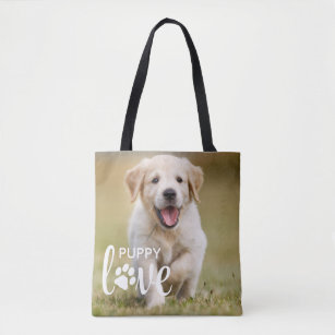 Cute Puppy Love Personalized Photo Pet Dog Lover Tote Bag