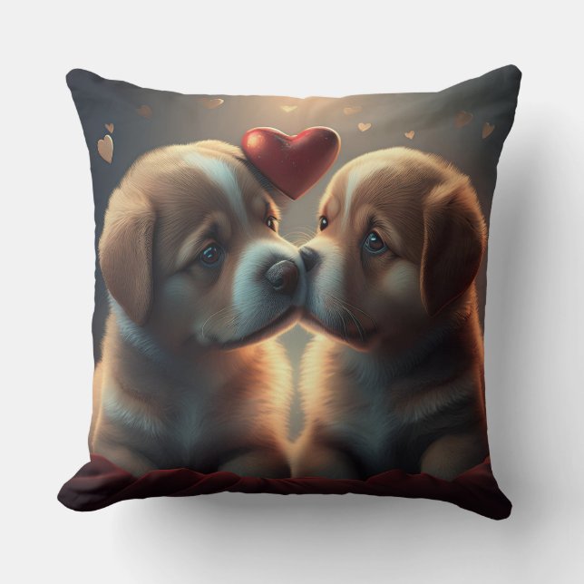 Cute Puppy Love  Throw Pillow (Front)