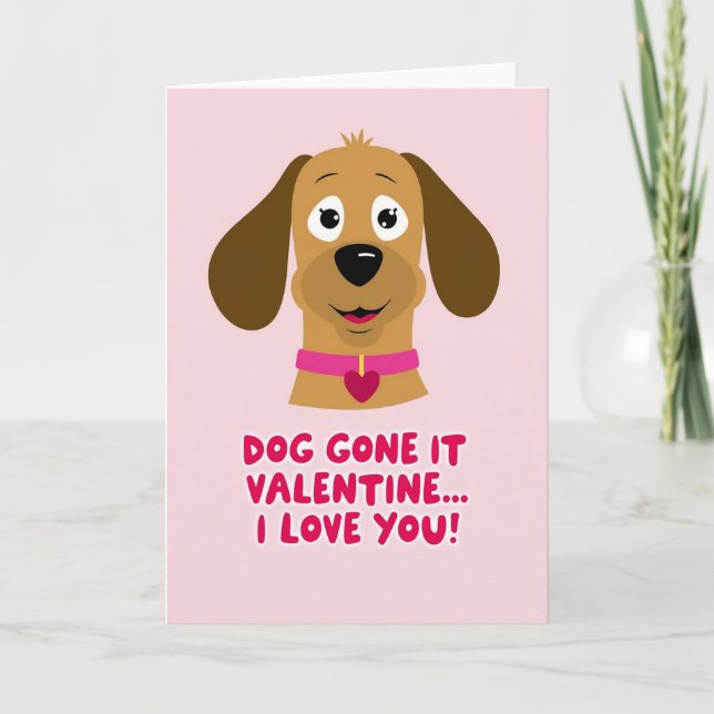 Cute Puppy Love Valentine Card (Front)