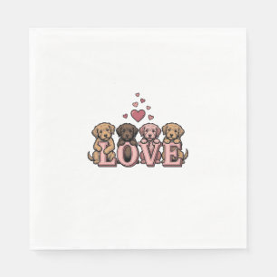 Cute Puppy Love Valentine Vintage Engraving Design Napkins