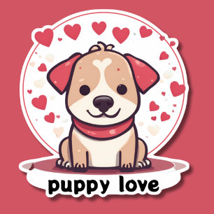 Cute Puppy Love Waterproof Sticker