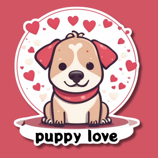 Cute Puppy Love Waterproof  Sticker (Creator Uploaded)