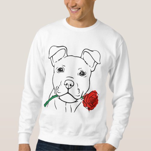 Cute Puppy Love with Rose _ Dog Lover Valentines Sweatshirt