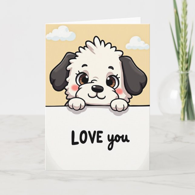 Cute Puppy Love You Greeting Card (Front)
