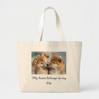 Cute Puppy Lover's Large Tote Bag