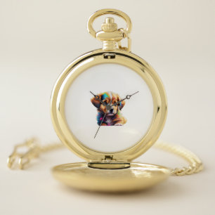 Cute Puppy Made of Liquid Colours Pocket Watch