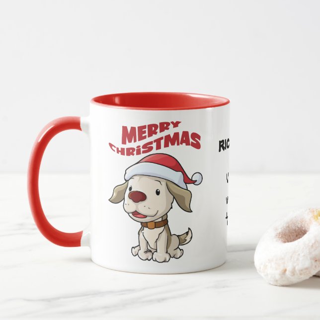 Cute puppy Merry Christmas custom Mug (With Donut)