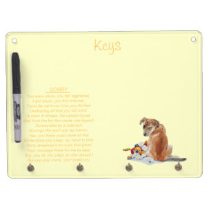 Cute puppy mixed breed with teddy dog poem dry erase board with keychain holder