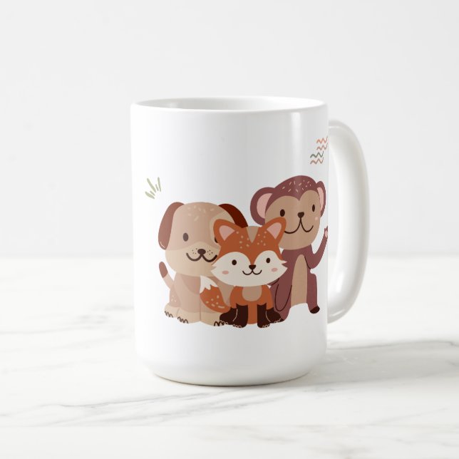 Cute Puppy Monkey Fox Mug (Front Right)