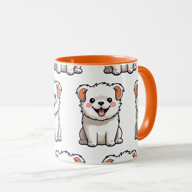Cute Puppy Mug – Seamless Dog Pattern (Front Right)