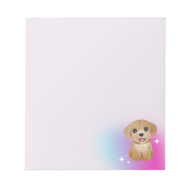 Cute Puppy Notepad with soft color background (Front)