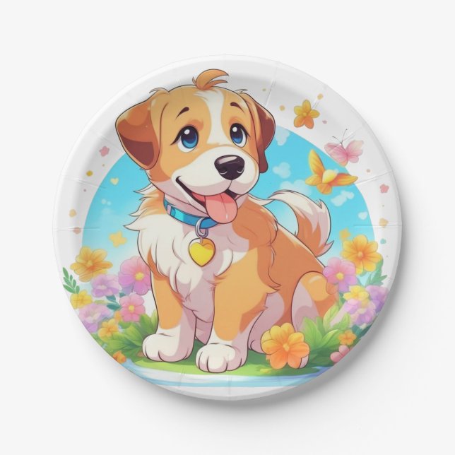 Cute Puppy Paper Plate (Front)