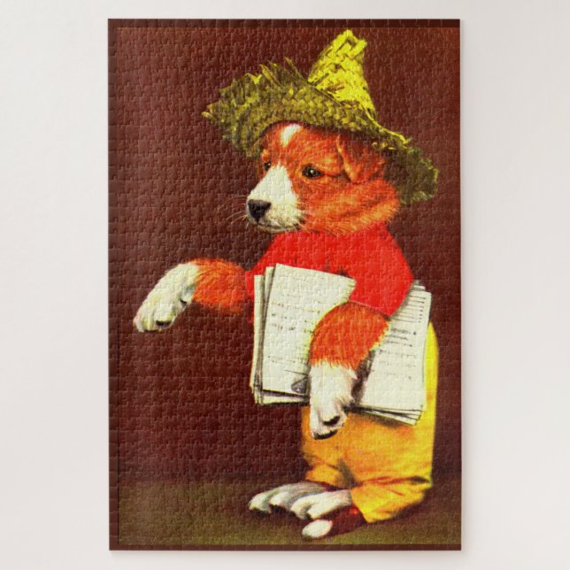 cute puppy paperboy jigsaw puzzle (Vertical)