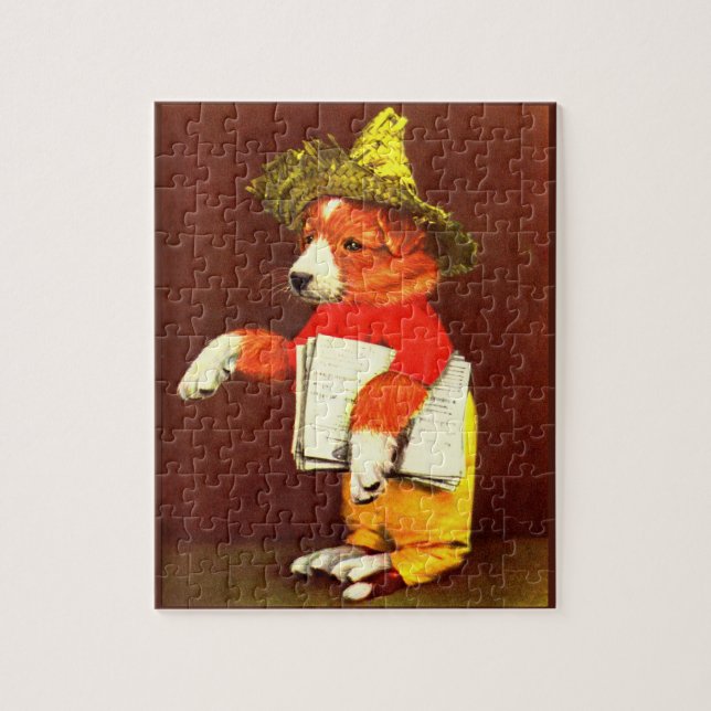 cute puppy paperboy jigsaw puzzle (Vertical)
