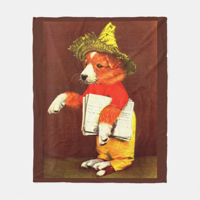 cute puppy paperboy print fleece blanket (Front)