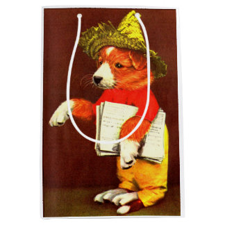 cute puppy paperboy print medium gift bag
