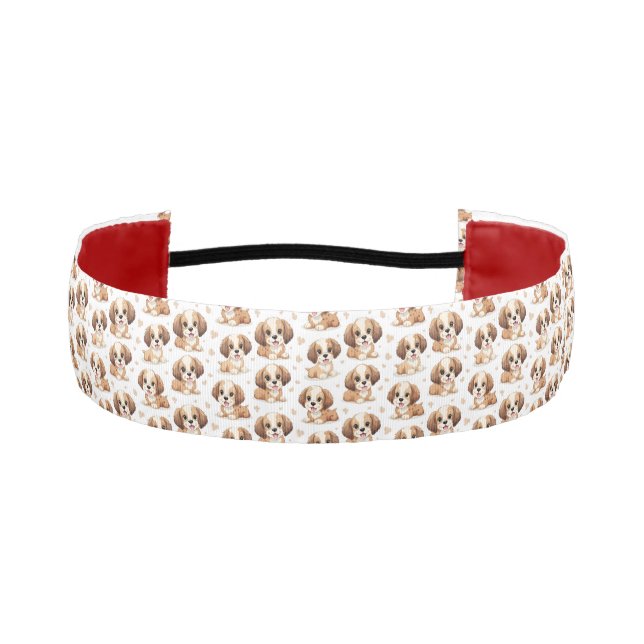 Cute Puppy Pattern Athletic Headband (Front)