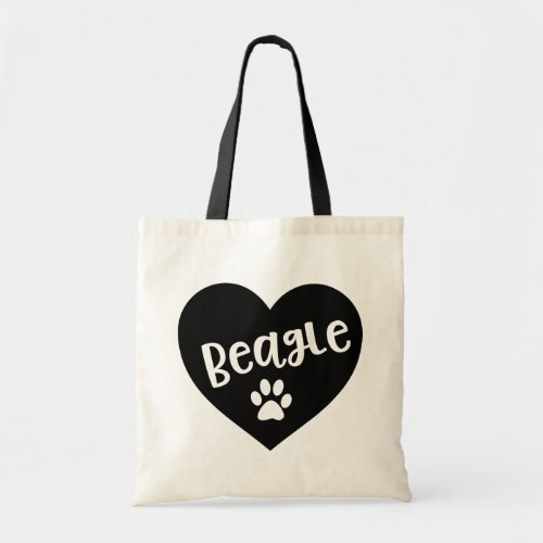 Cute Puppy Paw Dog Mom Black Heart Beagle Tote Bag